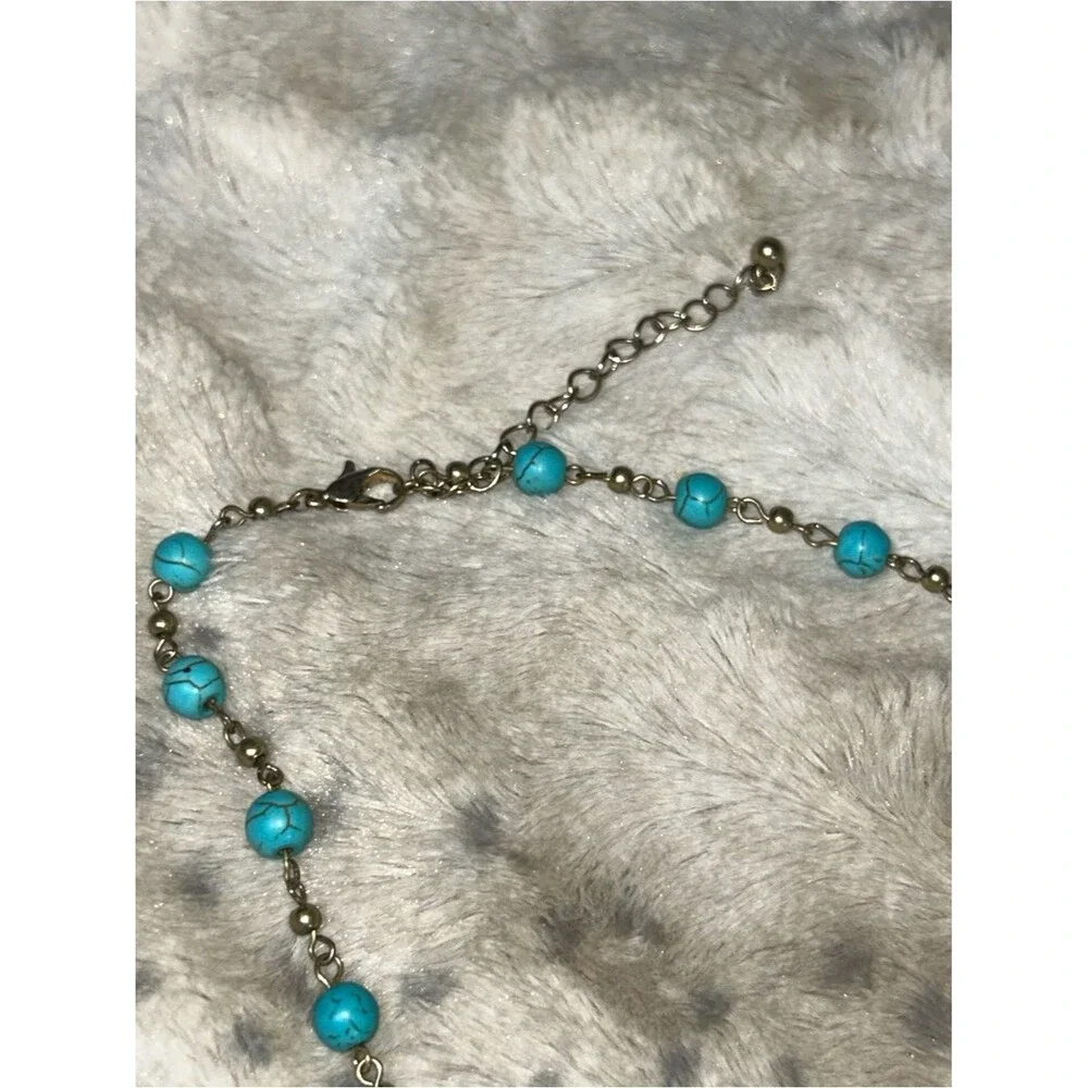 Turquoise Bead Necklace Gone Junk'n Camper 34” + extender